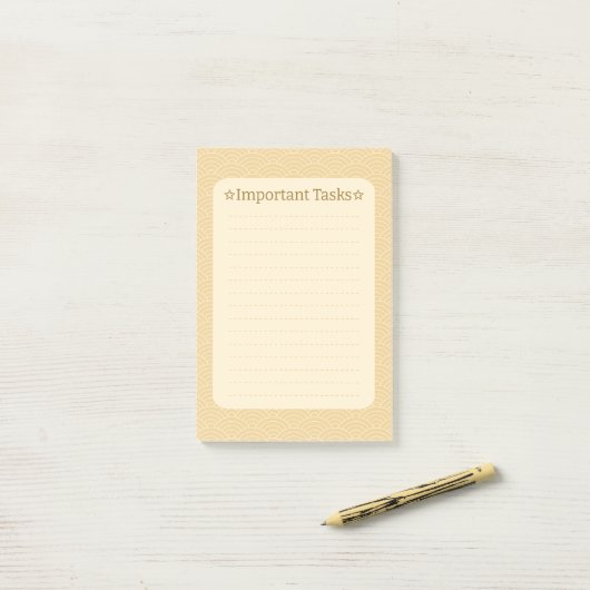 Japanese Wave Pattern- Important Task Post-it Klebezettel (Auf Schreibtisch)