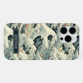 Japanese Wave Pattern Monogrammed iPhone Hülle (Rückseite (Horizontal))