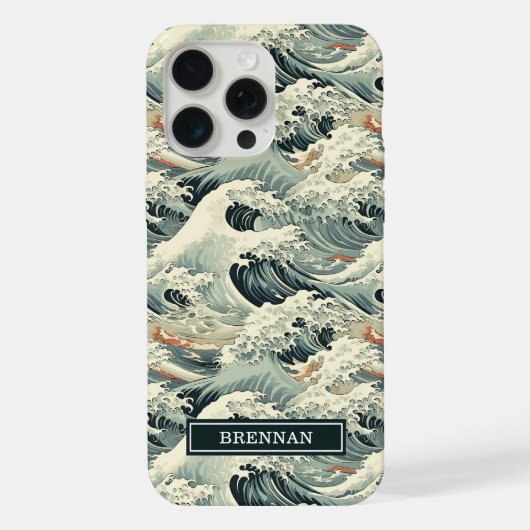 Japanese Wave Pattern Monogrammed iPhone Hülle (Rückseite)