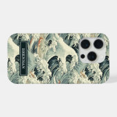 Japanese Wave Pattern Monogrammed iPhone Hülle (Rückseite (Horizontal))