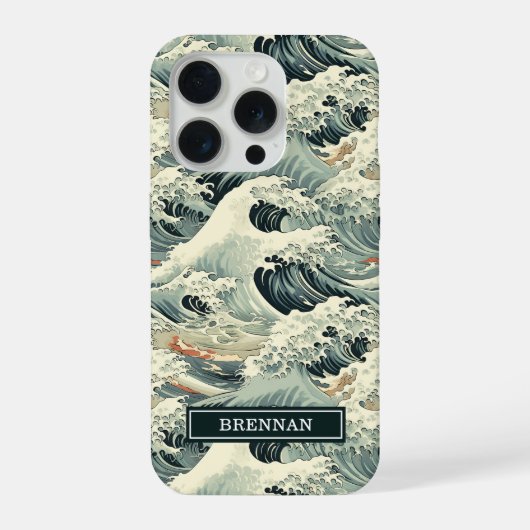 Japanese Wave Pattern Monogrammed iPhone Hülle (Rückseite)
