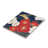 Japanese Waves and Blossoms Ceramic Tile - Piece 1 Fliese (Seite)