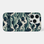 Japanese Waves Print Monogrammed iPhone Hülle (Rückseite (Horizontal))