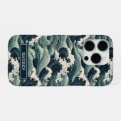 Japanese Waves Print Monogrammed iPhone Hülle (Rückseite (Horizontal))