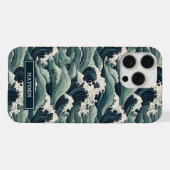 Japanese Waves Print Monogrammed iPhone Hülle (Rückseite (Horizontal))