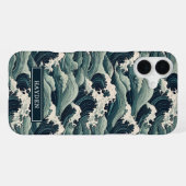 Japanese Waves Print Monogrammed iPhone Hülle (Rückseite (Horizontal))
