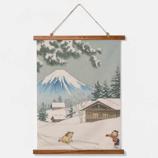 Japanese  winter  landscape -ukoy-e  style wandteppich mit holzrahmen (Vorderseite)