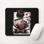 Japanese Woman Cherry Blossom Tattoo Art Geisha Wo Mousepad (Mit Mouse)