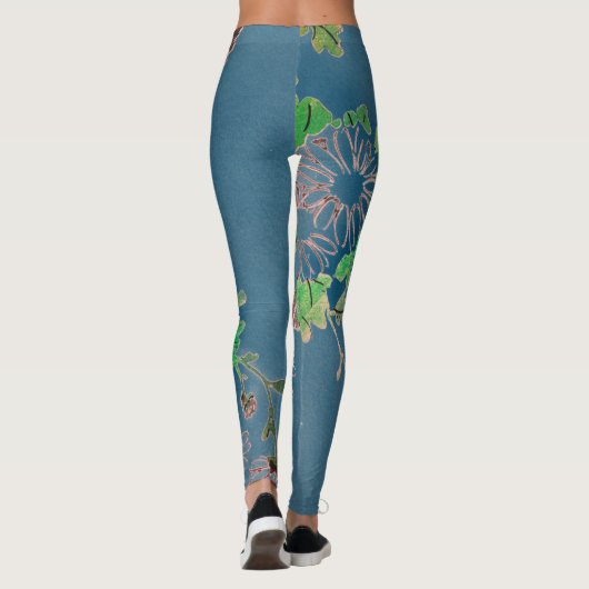 JAPANESE WOODBLOCK BIRD DRUCKTE Leggings (Rückseite)