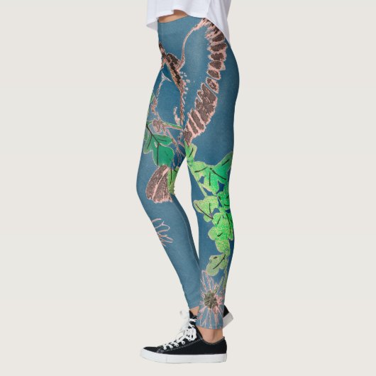 JAPANESE WOODBLOCK BIRD DRUCKTE Leggings (Links)