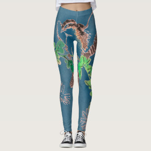 JAPANESE WOODBLOCK BIRD DRUCKTE Leggings