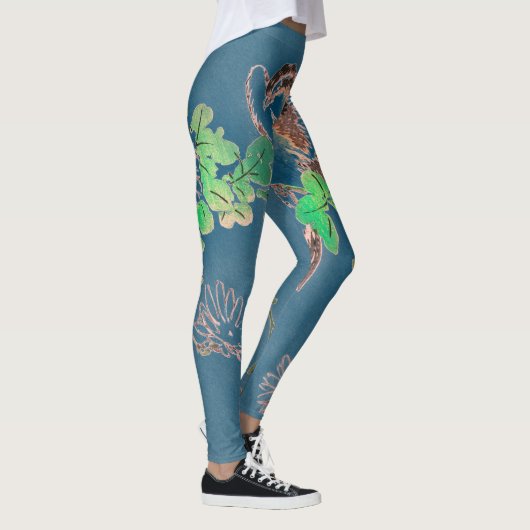 JAPANESE WOODBLOCK BIRD DRUCKTE Leggings (Rechts)