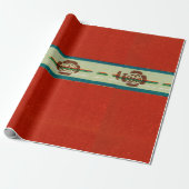 JAPANESE WOODBLOCK PATTER RED WRAPPING PAPIER GESCHENKPAPIER (Ungerollt)