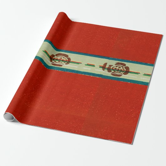 JAPANESE WOODBLOCK PATTER RED WRAPPING PAPIER GESCHENKPAPIER (Ungerollt)