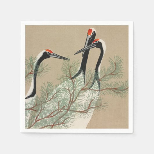 Japanese woodblock-print Cranes - Kamisaka Sekka Serviette (Vorderseite)
