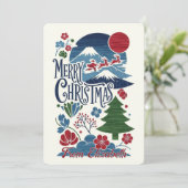 Japanese Woodblock Style Christmas Feiertagskarte (Stehend Vorderseite)