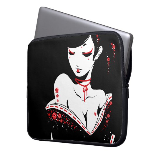 _japanesque_red laptopschutzhülle (Vorderseite Links)