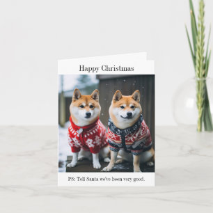 Japanisch Akita Hunde in Christmas Jumpers Card Karte