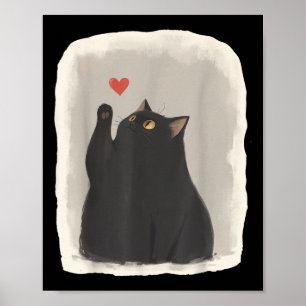 Japanisch Anime Niedlich Cat Heart Kawaii Black Ca Poster