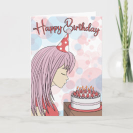 Japanisch Art Anime Girl Happy Birthday Card Karte