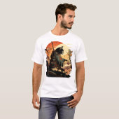 Japanisch Art Cat Ninja Ukiyo-e Anime Style Samura T-Shirt (Vorne ganz)