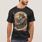 Japanisch Art Cat Ninja Ukiyo-E Anime Style Samura T-Shirt (Vorderseite)