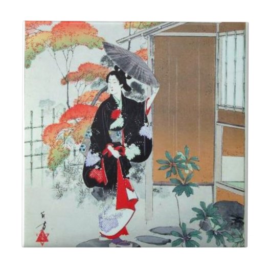 Japanisch Art Keramik Tile, klein (4,25" x 4,25") Fliese (Vorderseite)
