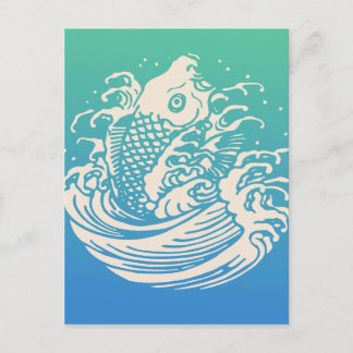 Japanisch Art Koi Fish Vintages Design Postkarte