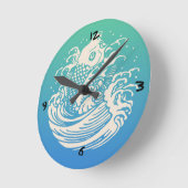 Japanisch Art Koi Fish Vintages Design Runde Wanduhr (Winkel)