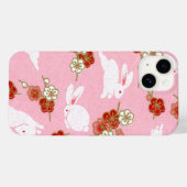 Japanisch Art Pink Sakuras & Rabbits iPhone 14 Fal Case-Mate iPhone Hülle (Rückseite (Horizontal))