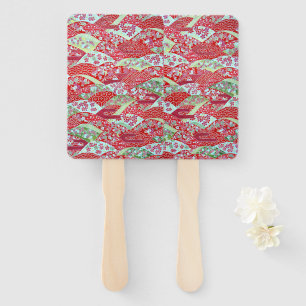 Japanisch Art Red Floral Origami Yuzen Hand Fan Fächer