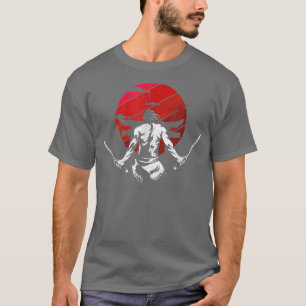 Japanisch Art Samurai Vintag Fighter Retro Design T-Shirt