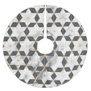 Japanisch Asanoha: Goldmarmor Muster. Polyester Weihnachtsbaumdecke