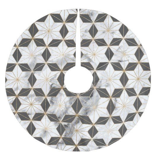 Japanisch Asanoha: Goldmarmor Muster. Polyester Weihnachtsbaumdecke (Vorderseite)