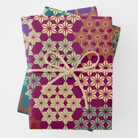 Japanisch Asanoha Mix Pattern Geschenkpapier Set (Beispiel)