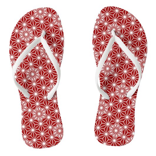 Japanisch Asanoha oder Star Pattern, dunkelrot Badesandalen (Fußbett)