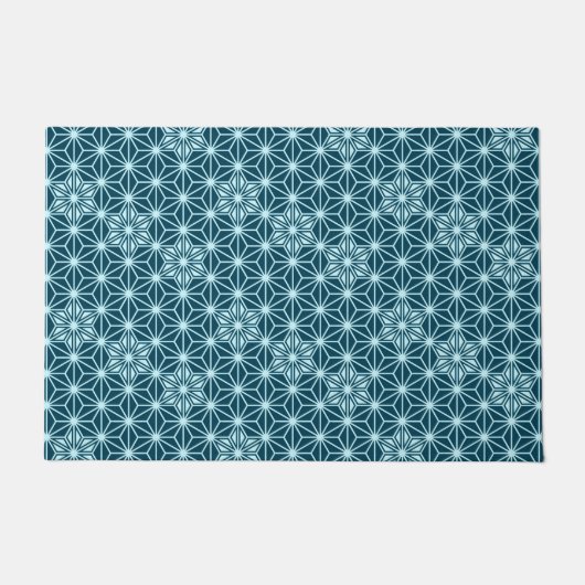 Japanisch Asanoha oder Star Pattern, Indigoblau Fußmatte (Vorderseite)