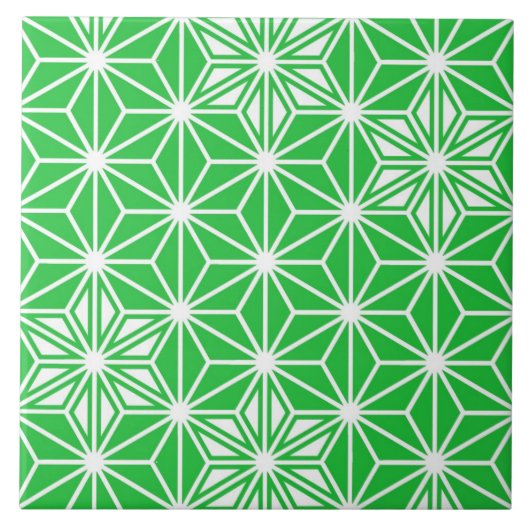 Japanisch Asanoha oder Star Pattern, Jadegrün Fliese (Vorderseite)