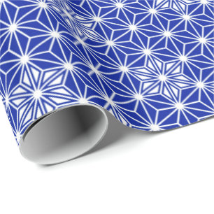 Japanisch Asanoha oder Star Pattern, kobaltblau Geschenkpapier