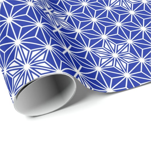 Japanisch Asanoha oder Star Pattern, kobaltblau Geschenkpapier (Rolleneckpunkt)
