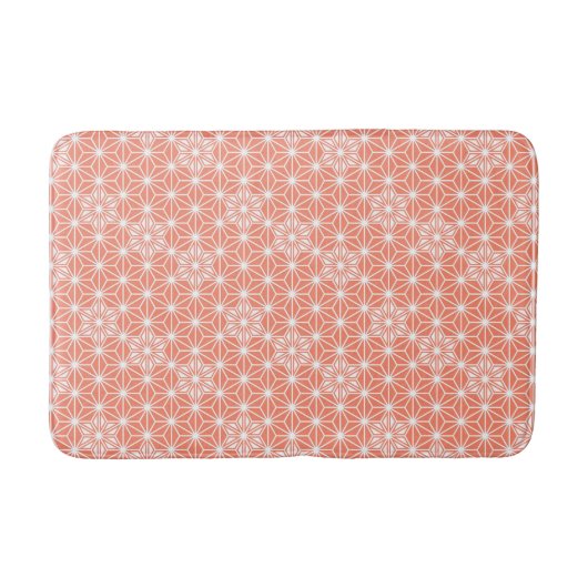 Japanisch Asanoha oder Star Pattern - Korallenrosa Badematte (Vorderseite)