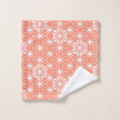 Japanisch Asanoha oder Star Pattern - Korallenrosa Badhandtuch Set (Waschlappen)