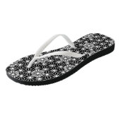Japanisch Asanoha oder Star Pattern, schwarzweiß Badesandalen (Schrägansicht)