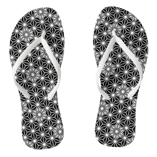 Japanisch Asanoha oder Star Pattern, schwarzweiß Badesandalen (Fußbett)