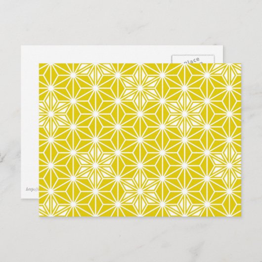 Japanisch Asanoha oder Star Pattern, Senfgold Postkarte (Vorne/Hinten)