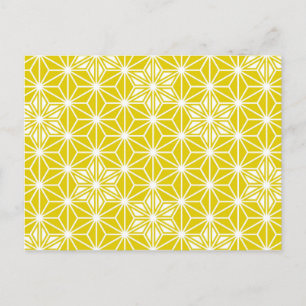 Japanisch Asanoha oder Star Pattern, Senfgold Postkarte
