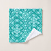 Japanisch Asanoha oder Star Pattern - Türkis Badhandtuch Set (Waschlappen)