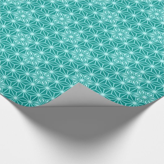 Japanisch Asanoha oder Star Pattern, türkis Geschenkpapier (Ecke)