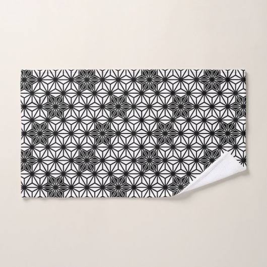 Japanisch Asanoha oder Star Pattern - weiß und sch Badhandtuch Set (Handtuch)