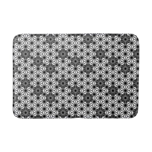 Japanisch Asanoha oder Star Pattern, weiß und schw Badematte (Vorderseite)